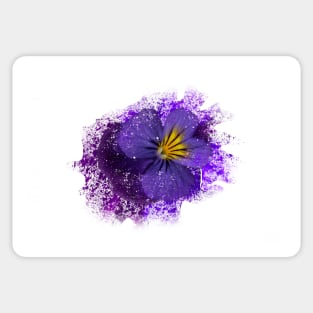 Purple pansy with paint splatter effect Sticker